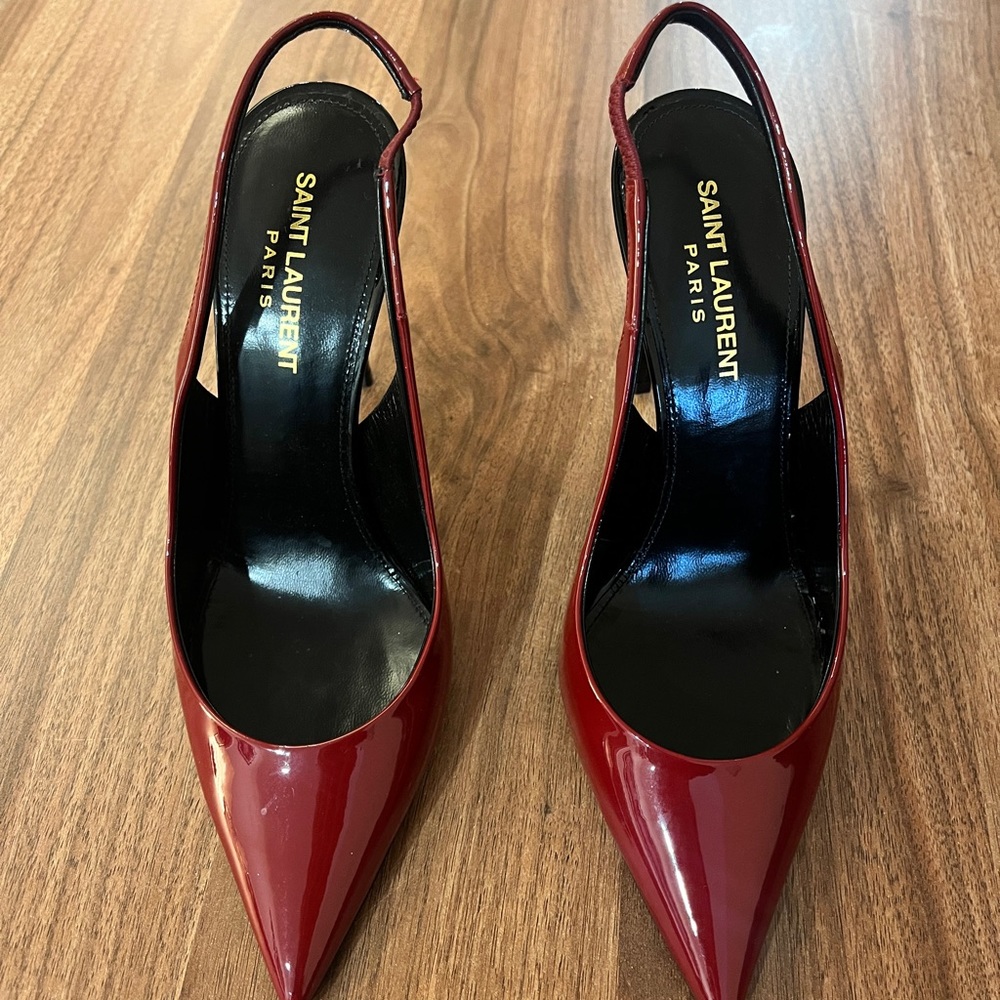Saint Laurent Patent Zoe Slingback Heels